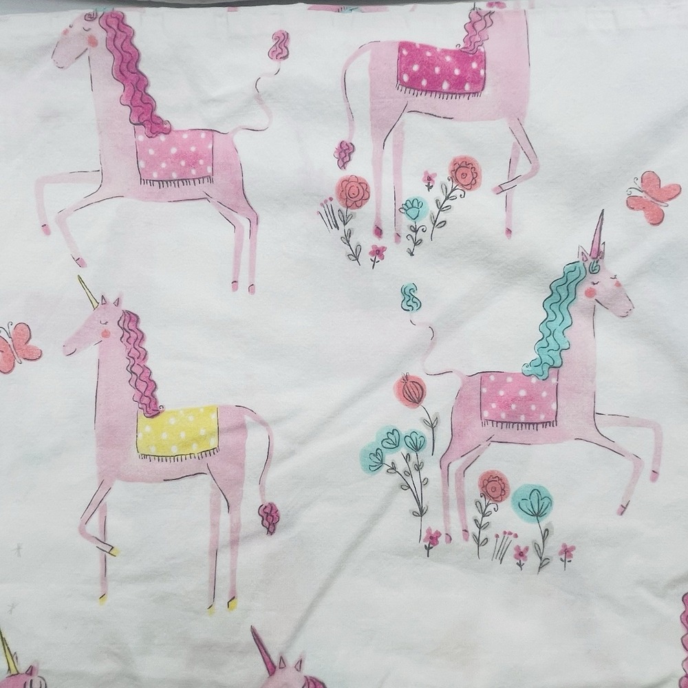 4pc POTTERY BARN KIDS Queen MAGICAL UNICORN ORGANIC SHEET SET FLANNEL See photos - Picture 8 of 12